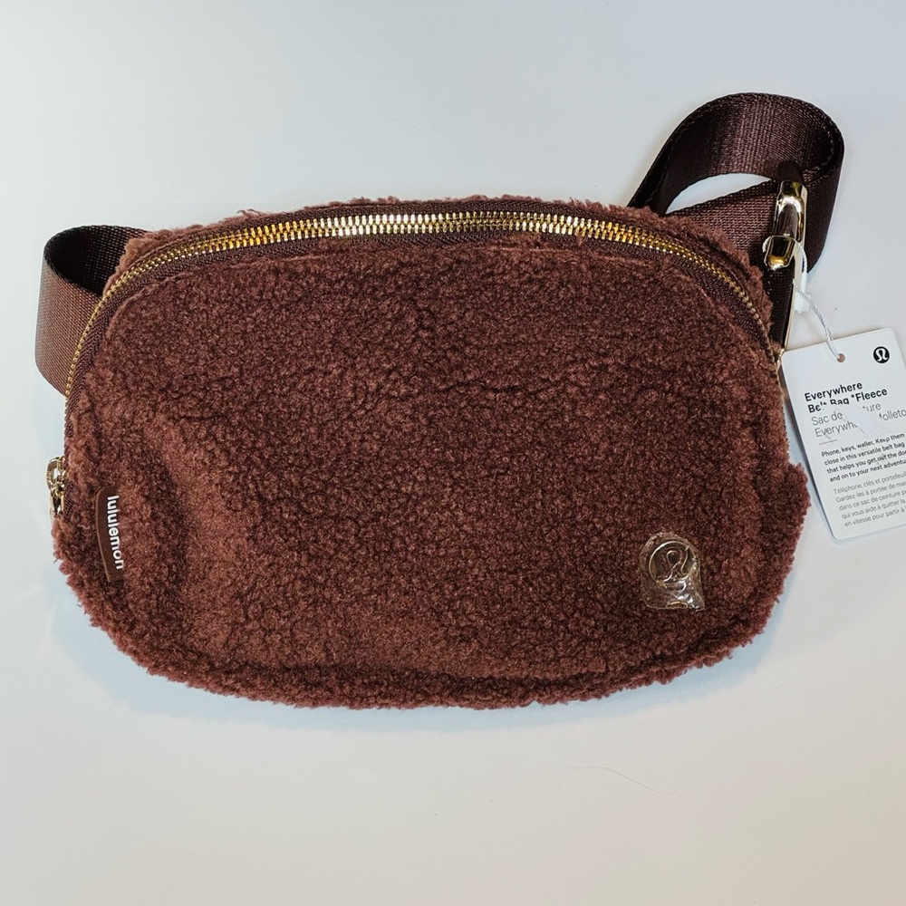 NWT Lululemon Everywhere Belt Bag Fleece Brown Earth/ Gold 1L One Size